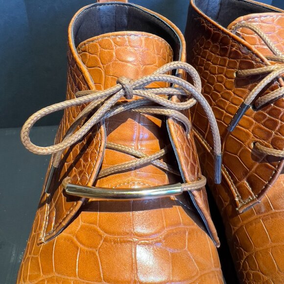 TAYNO | DRESS SHOE BOOT | FAUX GATOR SIZE 9 ORANGE RUST COLOR | LACE UP - Picture 8 of 11